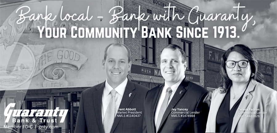 Advertisement for Guaranty Bank and Trust.