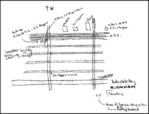 Jeremiah S. Hogue's Pottery, home, Kiln and pits in Winfield map