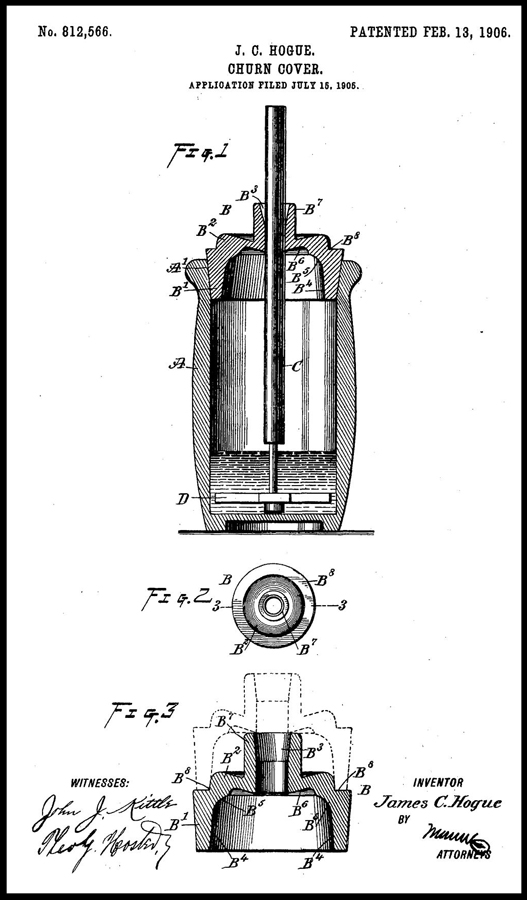 J. C. Hogue's churn cover paten