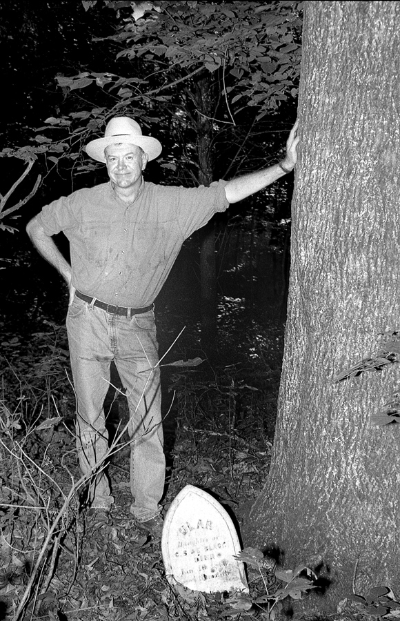 B. F. Hicks at Ular grave on the Daphne Prairie.