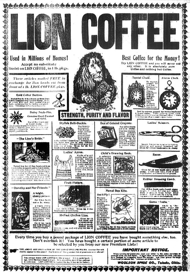 Lion Coffee advertisement from the November 1899, The Daily Examiner