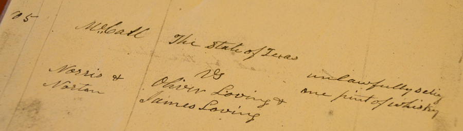 Loving and his brother were occasionally arrested and charged with selling whiskey to Indians.
