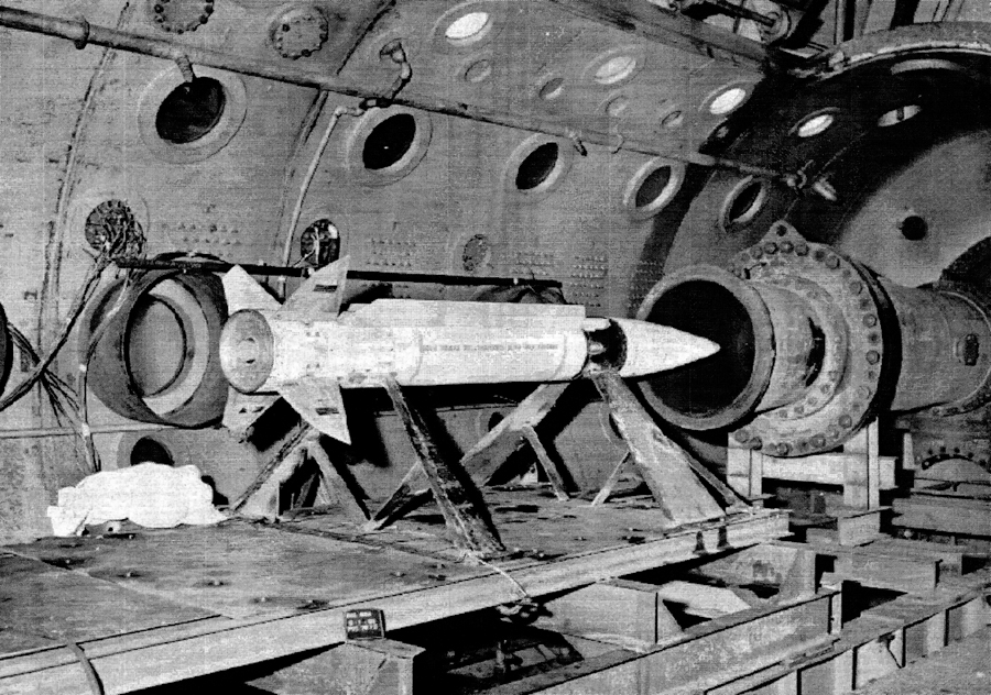 Test rocket at secret Cold War military lab