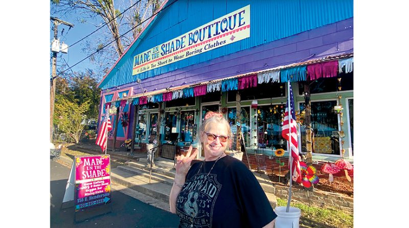 Angie Hudson outside Made in the Shade Boutique and Mining Sluice in Jefferson, Texas