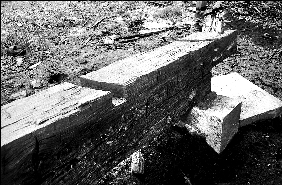 Hand hewn oak beams